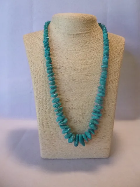Vintage Graduated Genuine Turquoise Nuggets & Sterling Native American Necklace