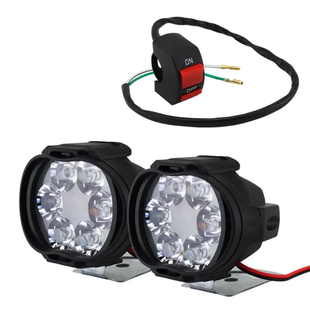 US 2×12V LED Spot Light Headlight Fog Driving Lamp Motorbike Offroad ATV Part