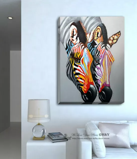 Colour Zebra Stretched Canvas Print Framed Wall Art Home Decor Painting Abstract