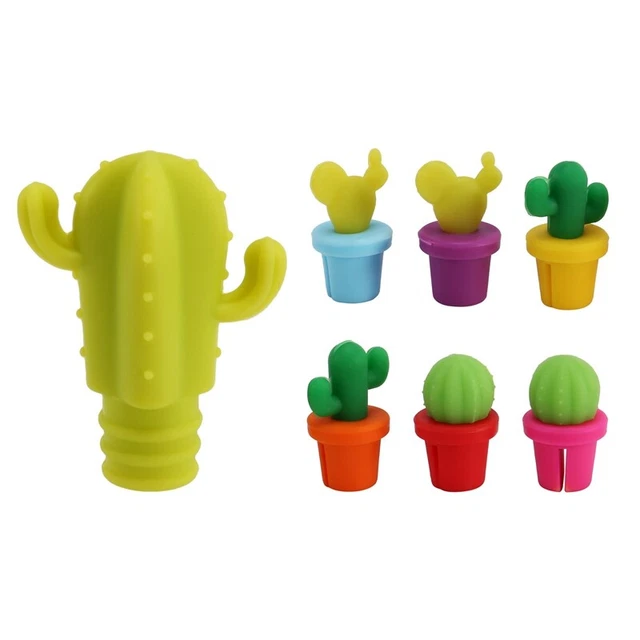 7 PIEZAS Silicona Cactus Fiesta Vaso de Vino Marcador Bebidas Dijes Taza de Amigos IdentiQ4D5
