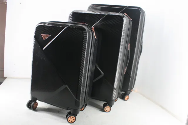 Kensie Womens Dawn Hardside Spinner Luggage Black 3 Piece Set 20 24 28 Inch