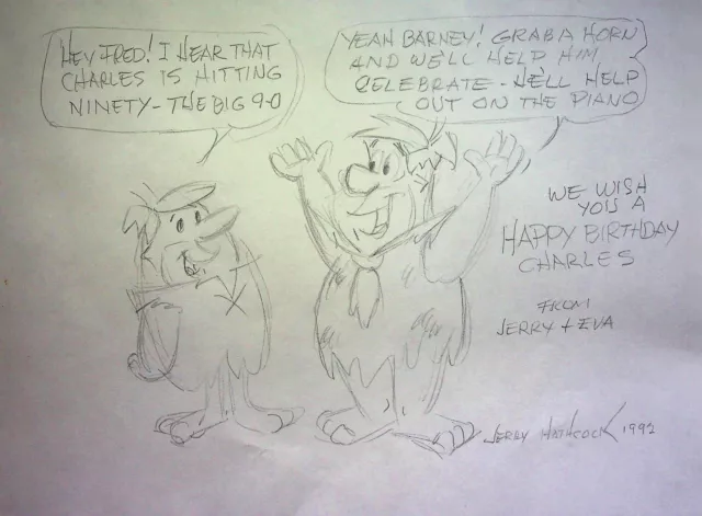 Jerry Hathcock SIGNED  1992 THE FLINTSTONES Hand Drawn Pencil Hanna-Barbera Art