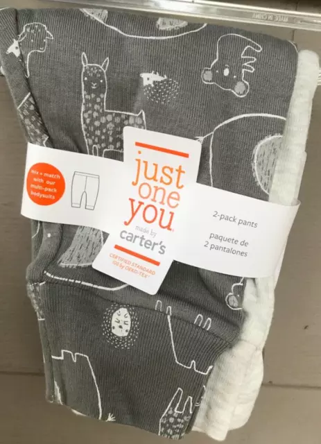 2 pc Baby Boys Carters 6 Mo Llama Pull On Pants Gray/Animals Just One You 08
