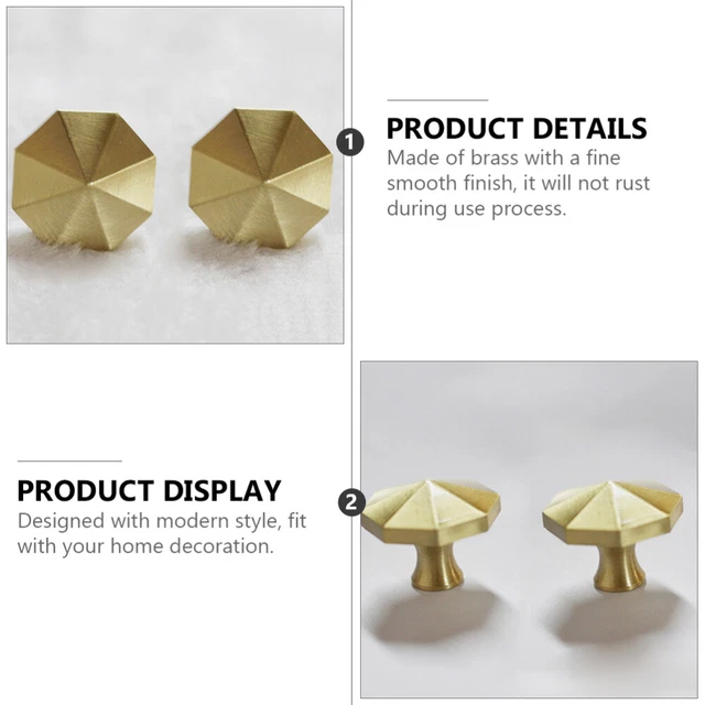 4 Pcs/ Cabinet Knobs Copper Drawer Handle Vintage Decor 12