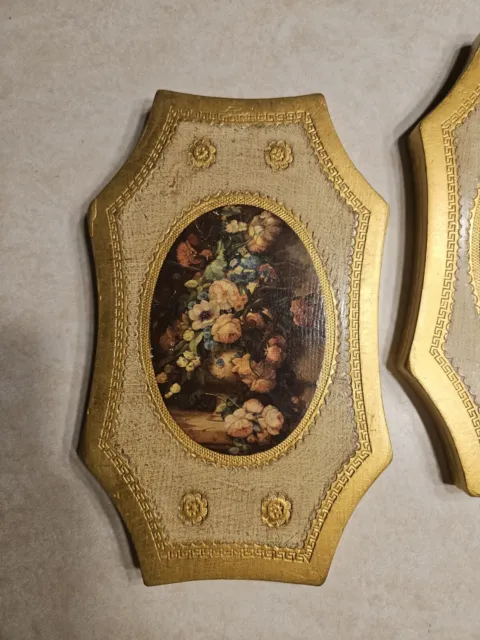 Set of 3 Beautiful Vintage Italian Florentine Gold Gilded Wall Plaque/Pictures 2