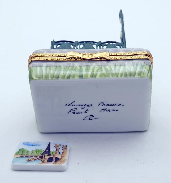 New French Limoges Trinket Box Man &Newspaper at Paris Metro Art Nouveau Station 6