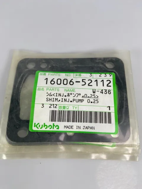 Kubota OEM Injection Pump Shim 16006-52112 New Sealed 0.25