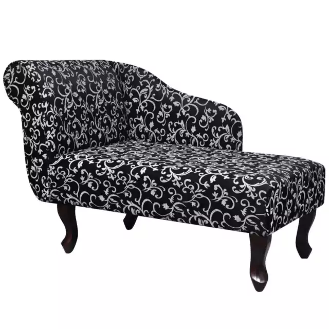 Chaise Lounge with Floral Pattern Fabric Black Sofa Bed Recliner Seat vidaXL