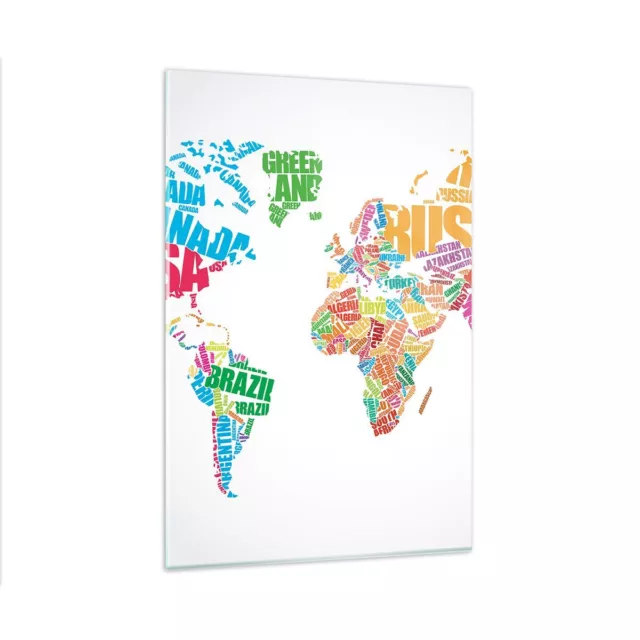 Cuadro Sobre Vidrio 80x120cm Cuadros Pared Mapa Palabras Mundo geograf�a Art