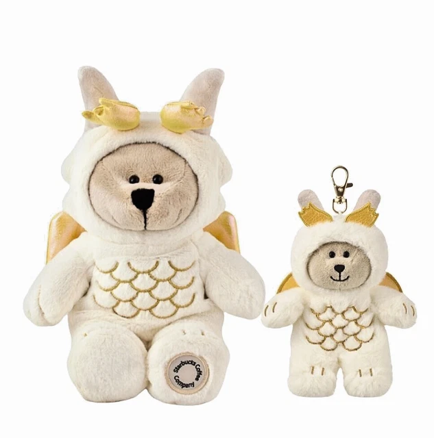 STARBUCKS BEARISTA BEAR Dragon Year 2024 Plush + Mini Keychain Set New