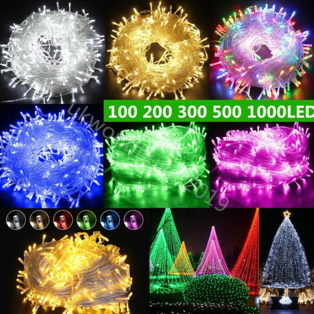 Fairy String Lights 10-1000 LED Clear Cable for Christmas Tree Indoor & Outdoor