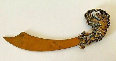 SUPERBE ancien GRAND COUPE-PAPIER FLEUR DE LYS en BRONZE 22,5 cm 