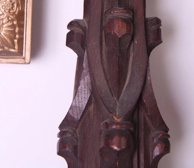 19C French Carved Oak Gothic Mermaid Columns