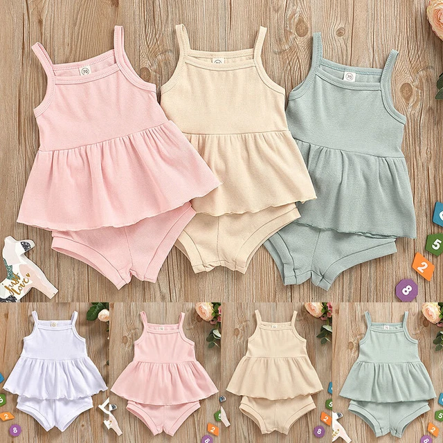 Newborn Baby Girl Clothes Romper Jumpsuit Toddler Vest Cami Tops Shorts Outfits