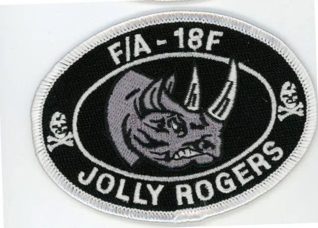 Patch Usn F/A-18 F Vfa-103 Jolly Rogers Rhino White Iron On  Parche