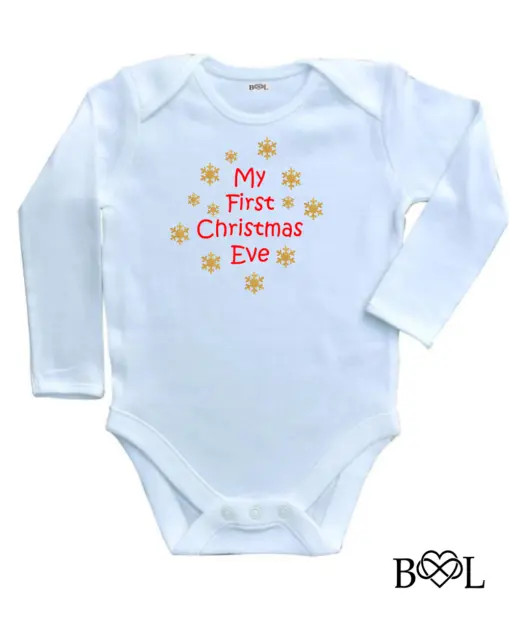 Gilet My First Christmas vigilia neonata babygrow regalo 1° Natale maniche lunghe