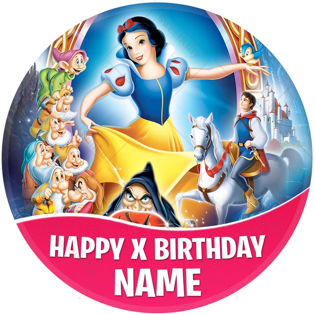 SNOW WHITE CAKE Topper Decoration Personalised Edible Icing Round