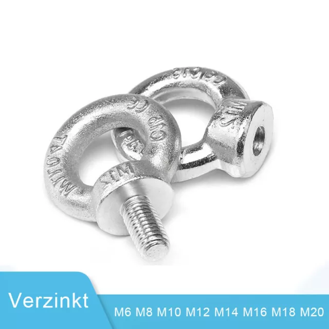 M6 M8 M10/M12-M20 Ringschraube DIN 580 Ringmuttern DIN 582 Ring Öse verzinkt