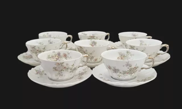 Antique/Vintage Theodore Haviland Limoges France Cup & Saucer Set Lot Of 8