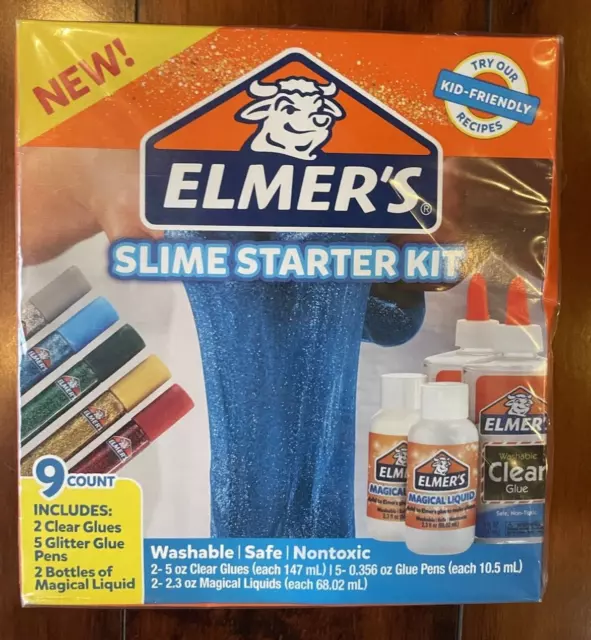 2 packs Elmer's Colorful Slime Starter Kit Blue & Red (mix =purple) Glitter  Glue