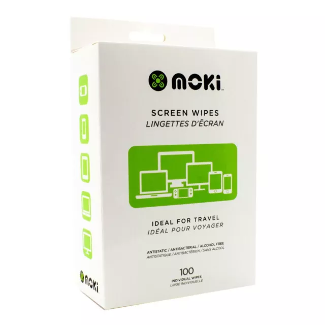 100pc Moki Screen Clean Disposable Wipes Cleaner for Laptop/Screen TV Monitor