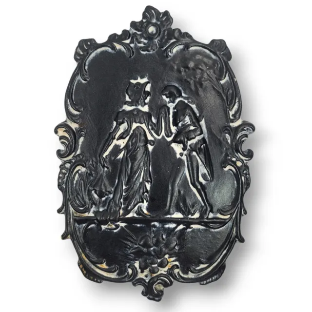 Repousse Courting Couple Wall Plaque Victorian Style Ceramic Filigree 8 In Decor