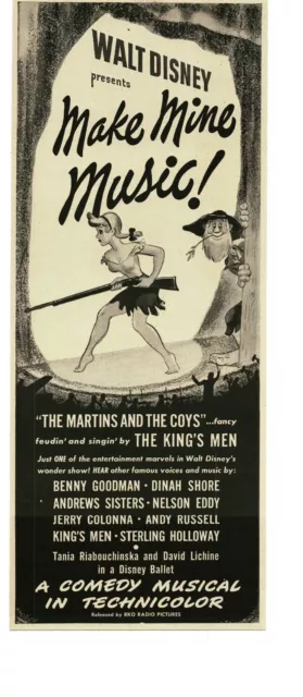 Make Mine Music Walt Disney Cartoon 1946 Animated Movie Promo Print Ad