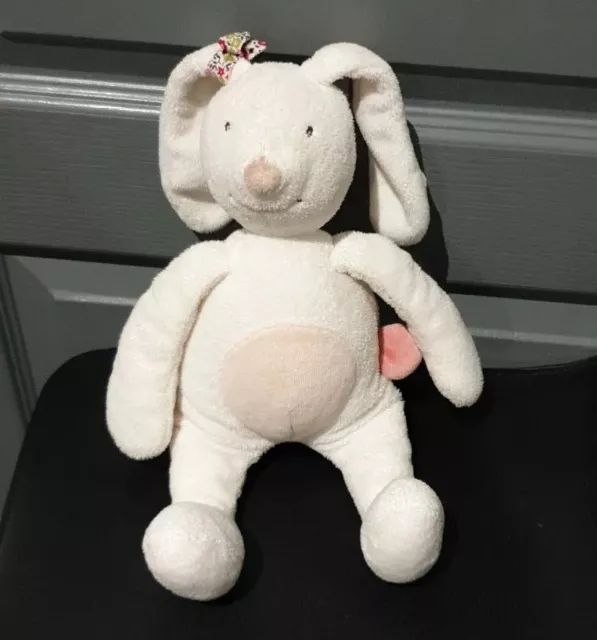 Peluche Doudou Lapin Myrtille Et Capucine Blanc Rose Musical Moulin Roty