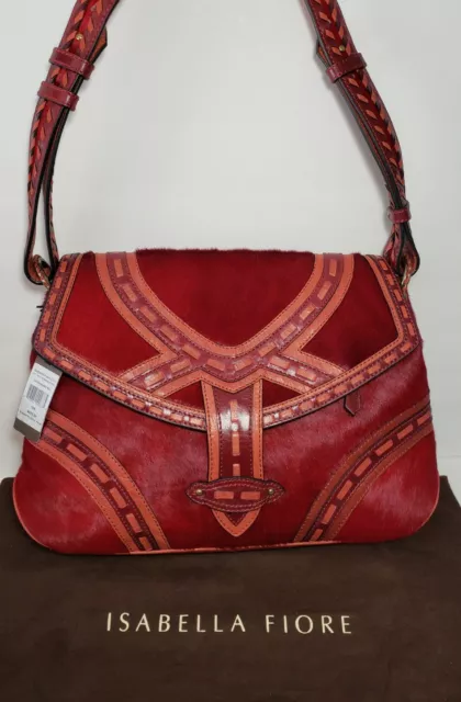 Rare Limited Edition Isabella Fiore Hot Trot Red Calf Hair Shoulder Bag Nwt$675