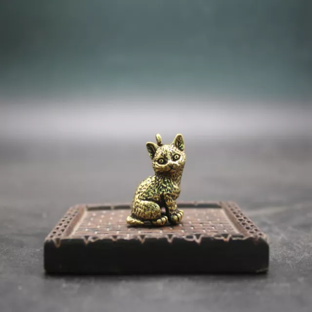 Ciondolo Auto Gatto Carino Portachiavi Gattino Ottone Ornamento Mini Statua Collezione 2