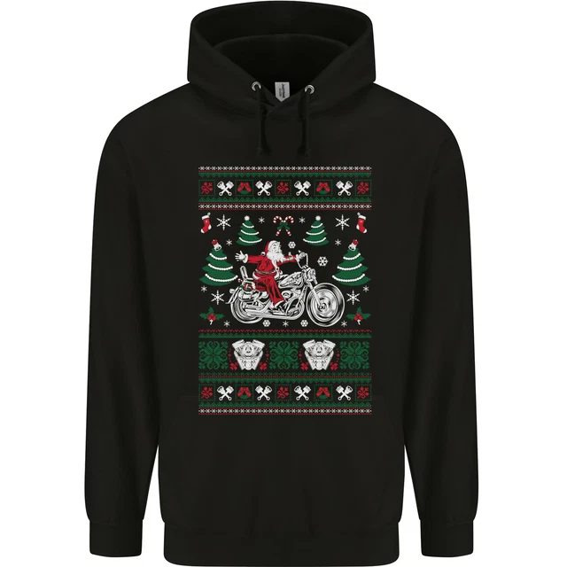 Christmas Biker Santa Motorbike Motorcycle Childrens Kids Hoodie