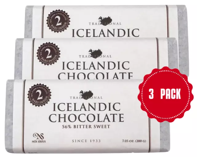 Noi Sirius Icelandic Chocolate 56% Bitter-Sweet (2 Bars Pack) 7.05 oz - 3 PACK