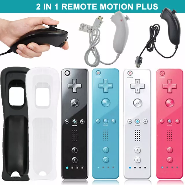 Built in Motion Plus Remote Controller & Nunchuck for Nintendo Wii Wii U AU