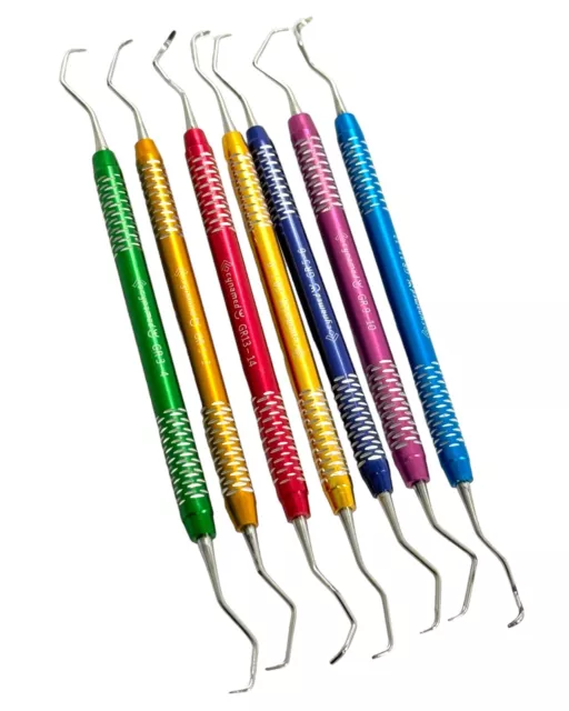 Color Codded Gracey Dental Curette Light-Weight Double-Ended - 7 Pack