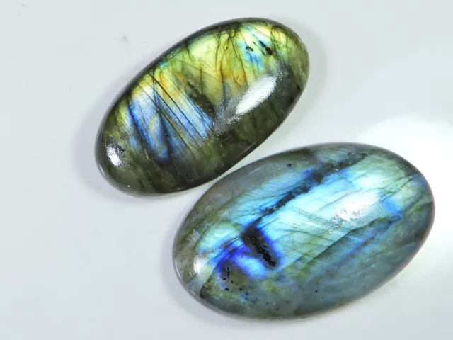 Labradorite blu forma ovale 2 pezzi cabochon pietra preziosa naturale...