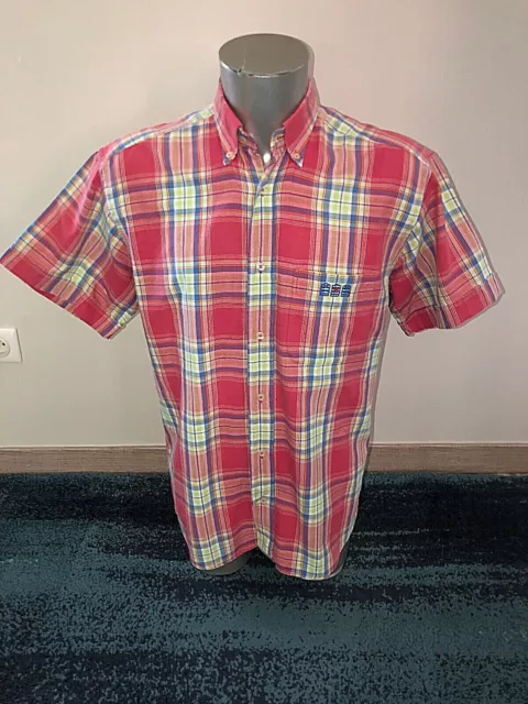 Pretty Sports Shirt Pink Chequered serge blanco Size M like New