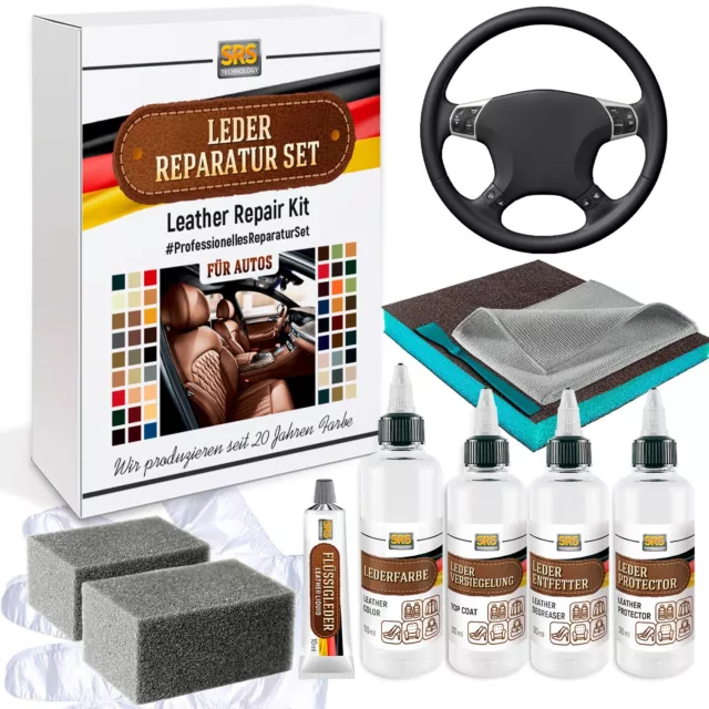 Réparation de Cuir Kit pour Lenkrad. Voiture Ancienne Auto Schwarz-Lederfarbe