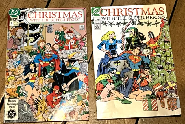 Vintage Dc Comics Christmas With The Super-Heroes 1&2 1988 & 1989 Vgc For Age