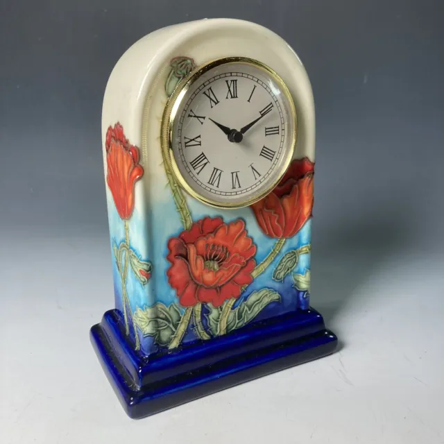 Vintage Old Tupton Ware hand painted tube lined clock - poppy flowers poppies