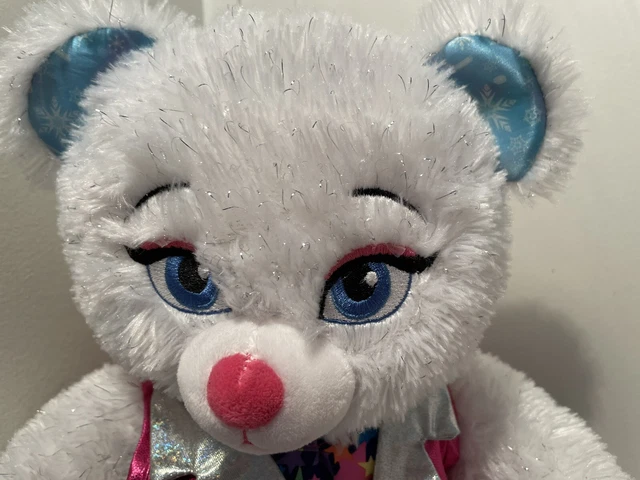 Build a Bear Frozen Elsa White Sparkle Teddy Disney Stuffed Animal Plush W/dress