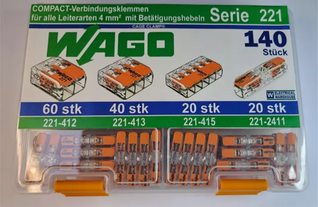 WAGO 221 SERIE Verbindungsklemmen 4 mm² 140 Stück ref. nr 12