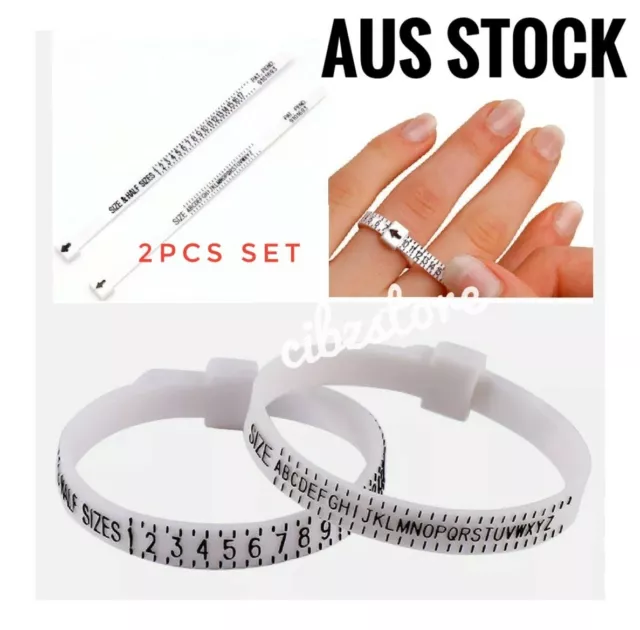 2X Ring Sizer Finger Size Checker Australia AU/UK & US Gauge Ruler Measure Tool