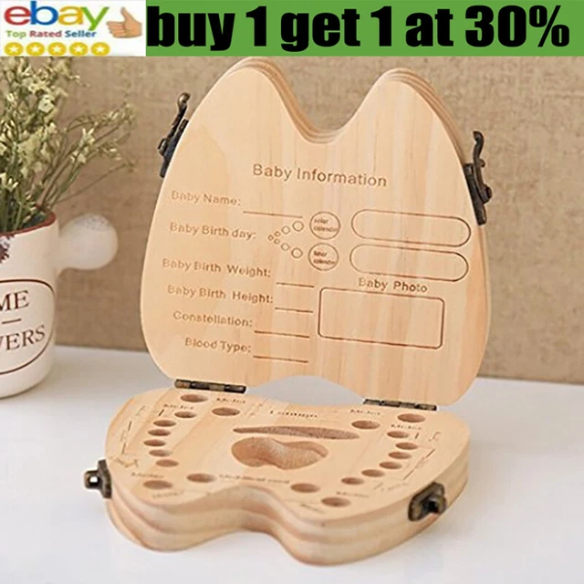 Baby Tooth Box Organizer Milk Teeth Wooden First Tooth Keepsake Storage Case GNL