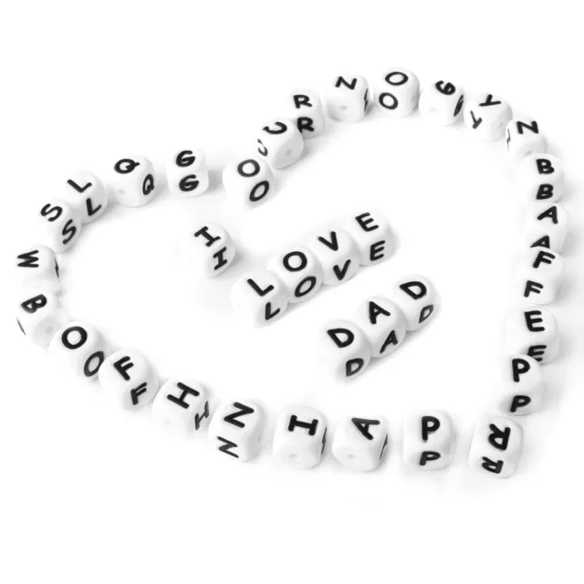 10 Pcs Alphabet Letter Silicone Jewellery Beads DIY Crafting Food Grade Quality 2