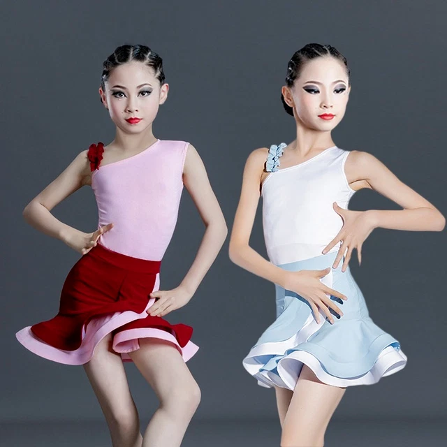 Ruffles Ragazza Bambini Gonna Top Set Costume Abiti per la Danza Latino Tango 3