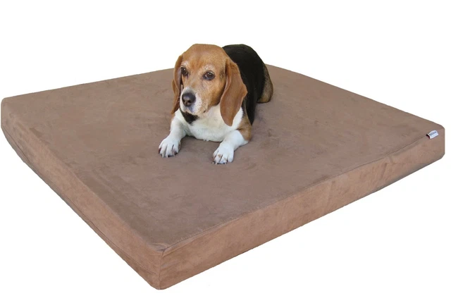 Large Brown Suede Pet Dog Bed Orthopedic Waterproof Memory Foam 41x27x4 42"x28"