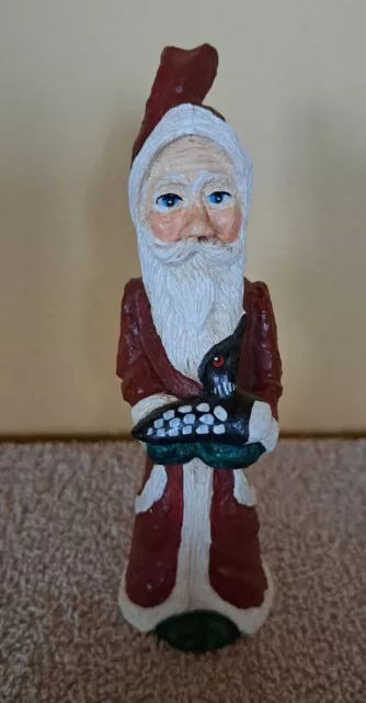 Vintage Handcrafted Santa Holding Loon Christmas Figurine By Jennings USA 5"