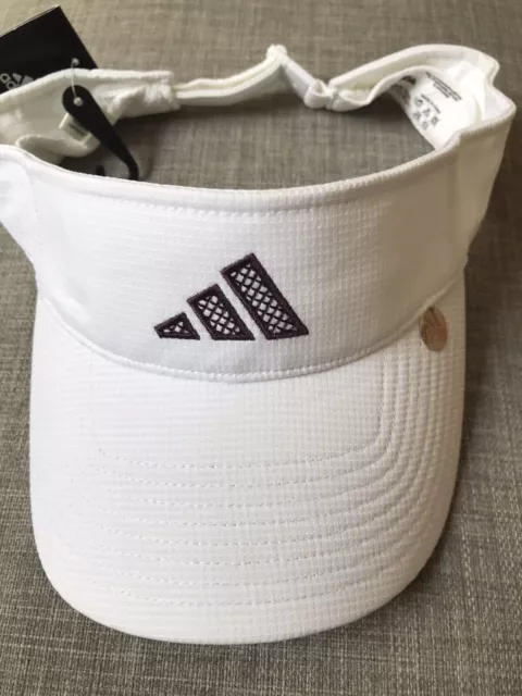 Bnwt Adidas Women’s Tennis Visor Running Fitness White + Logo Adjustable