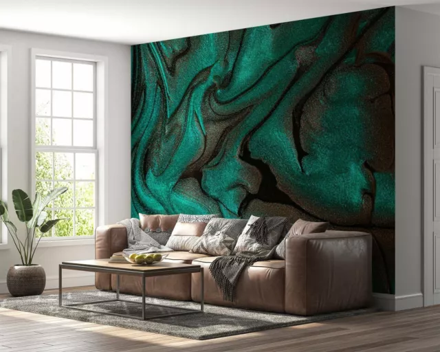 Elegant Dark Green Marble Peel & Stick Wallpaper - Removable, Living Room Wal...