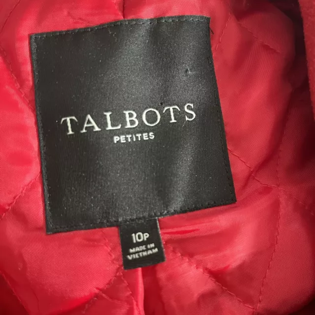 TALBOTS PETITES Womens Red Wool Blend Thinsulate Coat Sz 10P 3